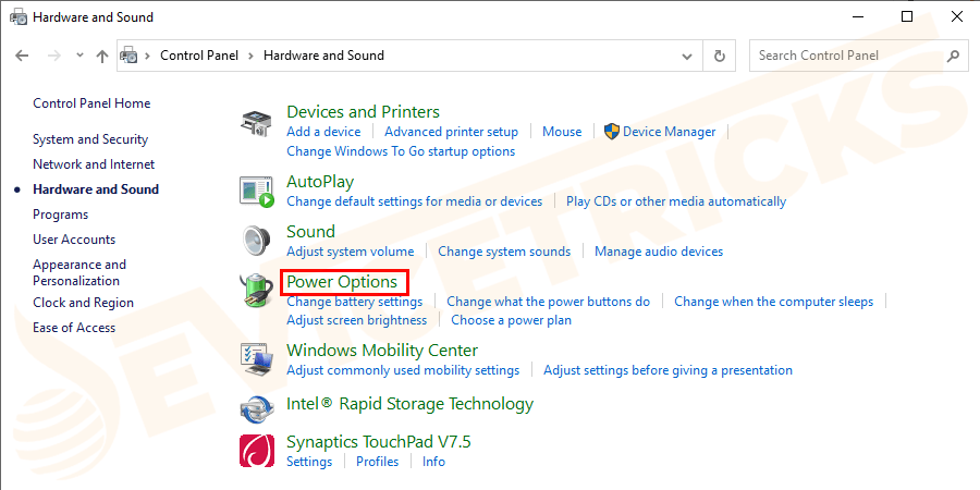 How to Fix Windows 10 Freezes during Startup or Boot Error? Now click on Power Options.